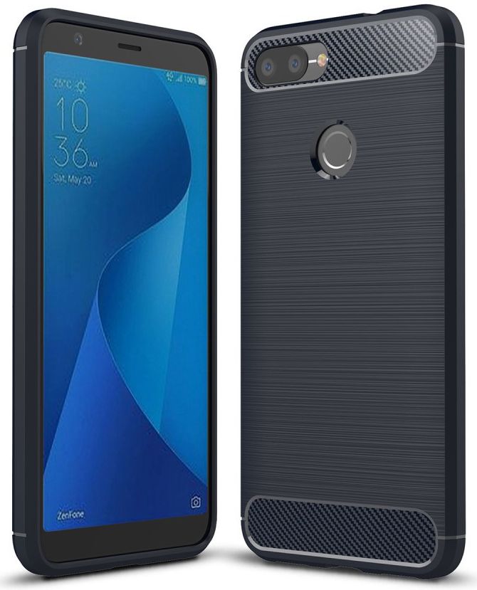 Asus Zenfone Max Plus Geborsteld TPU Hoesje Blauw afbeelding 1