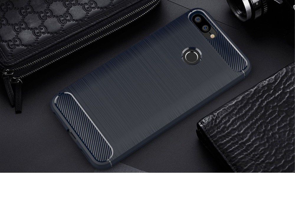 Asus Zenfone Max Plus Geborsteld TPU Hoesje Blauw afbeelding 2
