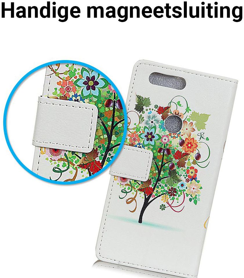 Huawei P Smart Portemonnee Hoesje Kleurrijke Boom afbeelding 3