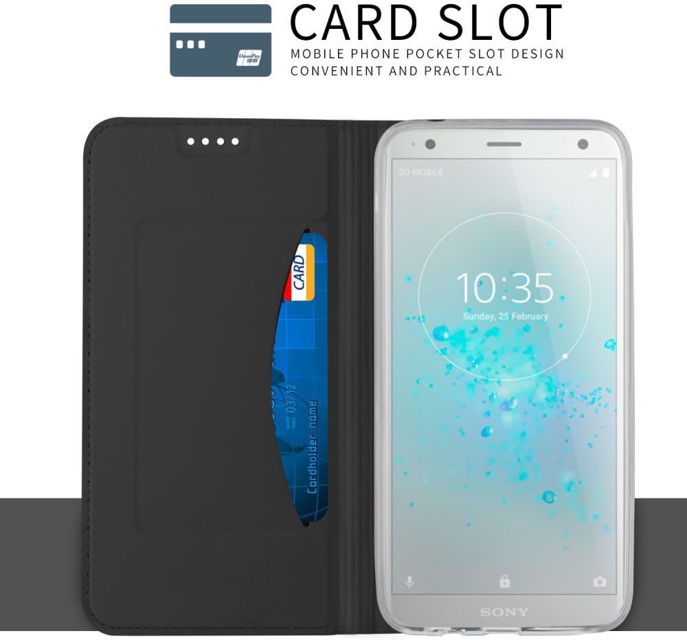 Sony Xperia XZ2 Book Case met Kaarthouder Zwart afbeelding 2