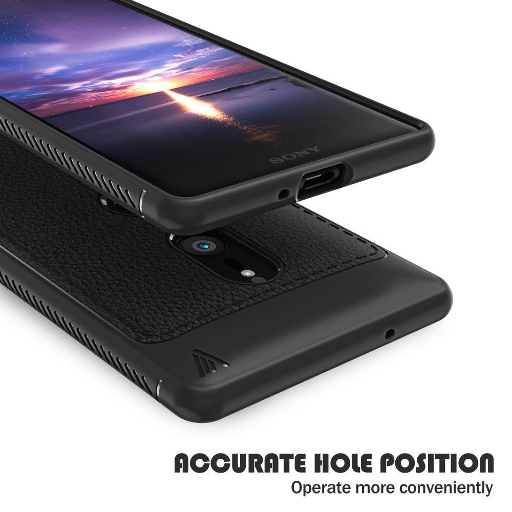 Sony Xperia XZ2 Hoesje TPU Met Leren Textuur Zwart afbeelding 3