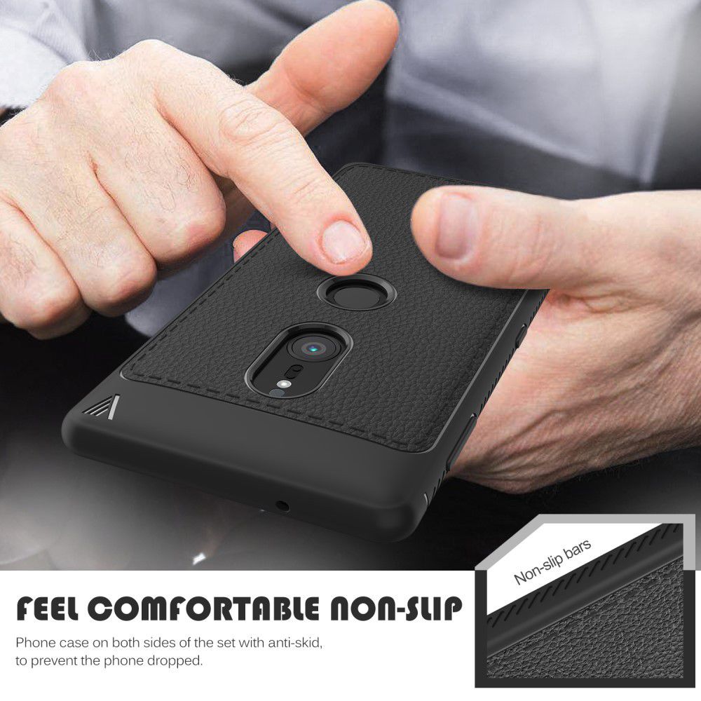 Sony Xperia XZ2 Hoesje TPU Met Leren Textuur Zwart afbeelding 5