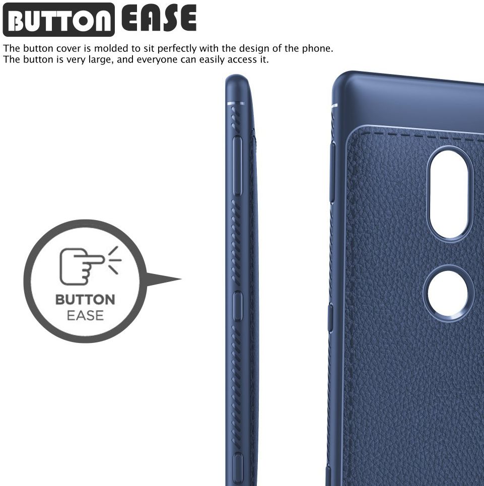 Sony Xperia XZ2 Hoesje TPU Met Leren Textuur Donker Blauw afbeelding 3