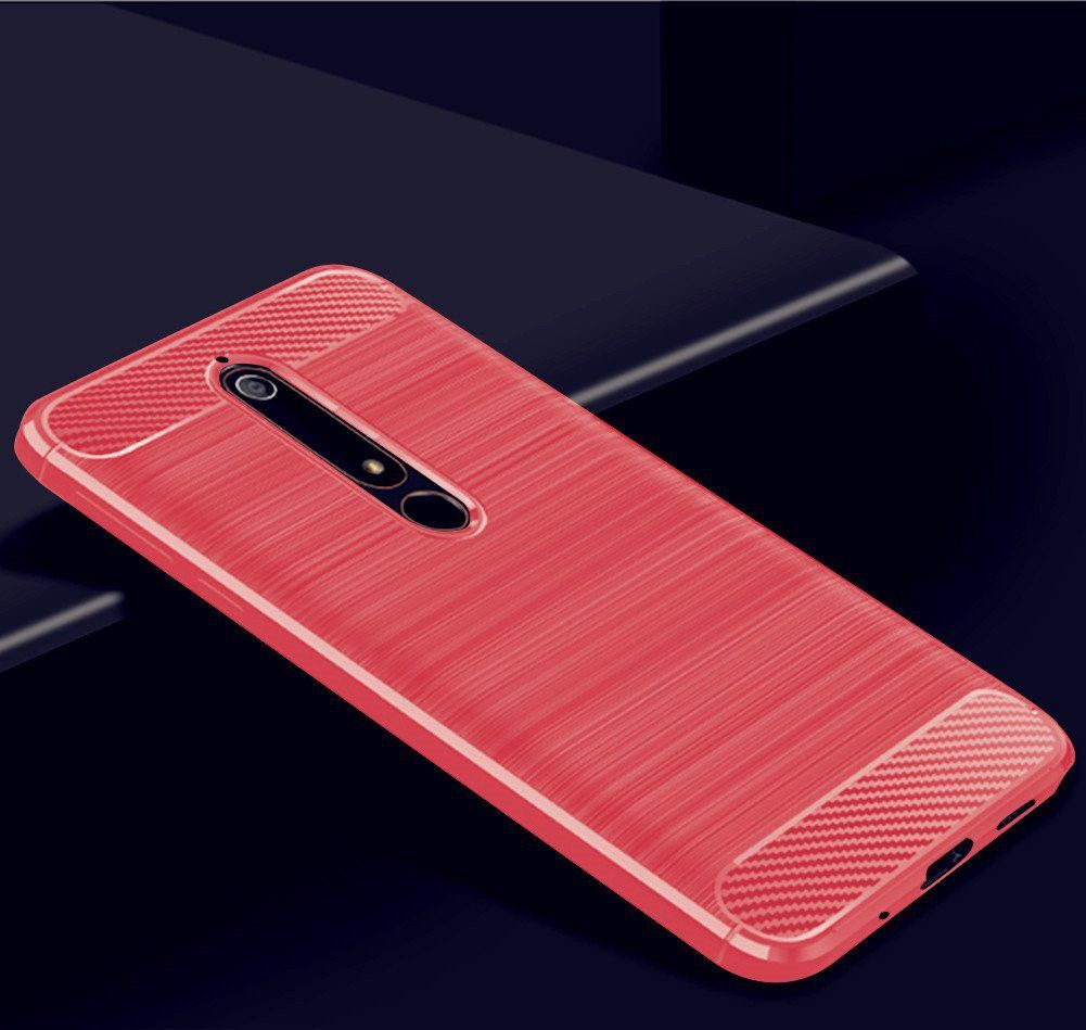 Nokia 6 (2018) Geborsteld TPU Hoesje Rood afbeelding 5