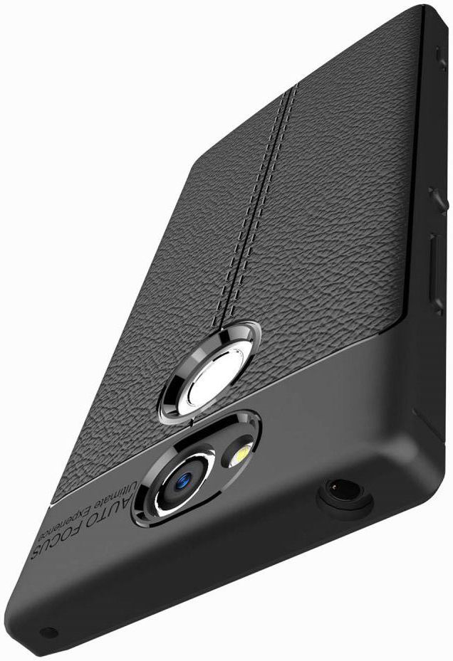 Sony Xperia XA2 Hoesje met Kunstleer Coating Zwart afbeelding 5