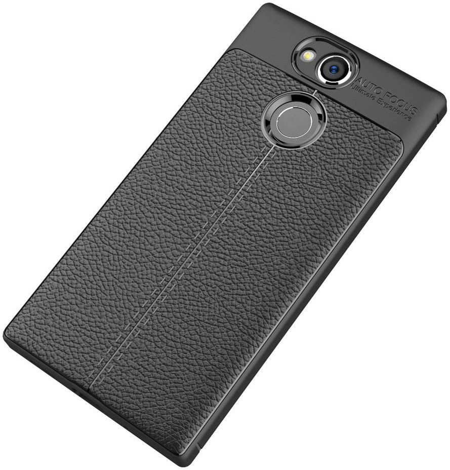 Sony Xperia XA2 Hoesje met Kunstleer Coating Zwart afbeelding 6