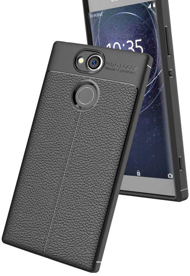 Sony Xperia XA2 Hoesje met Kunstleer Coating Zwart afbeelding 8