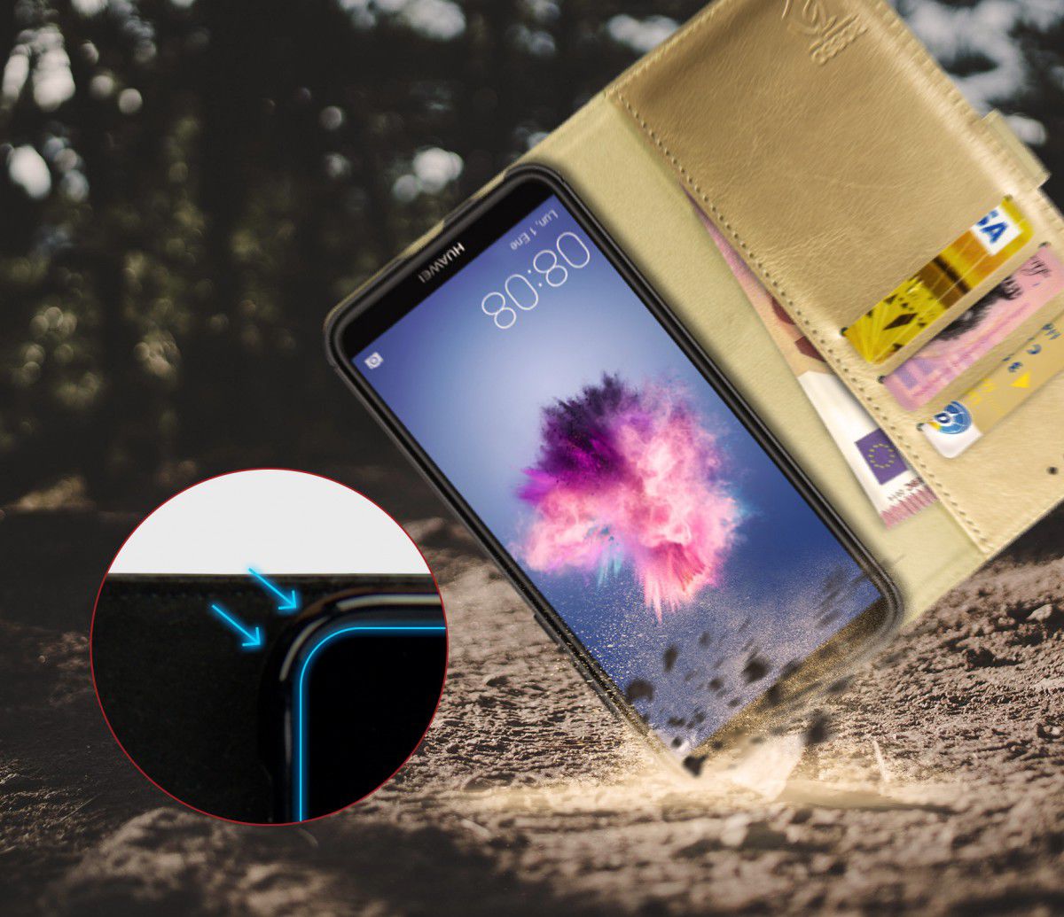 Rosso Element Huawei P Smart Hoesje Book Cover Goud afbeelding 2
