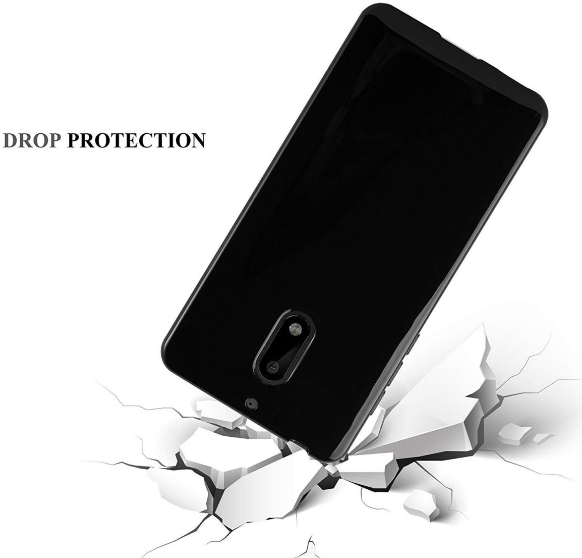 Nokia 6 (2018) TPU Hoesje Zwart afbeelding 2