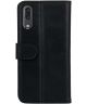 Rosso Deluxe Huawei P20 Hoesje Echt Leer Book Case Zwart
