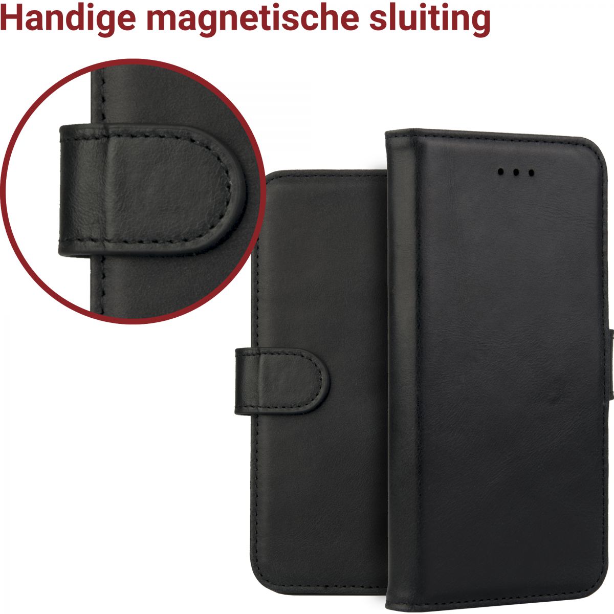 Rosso Deluxe Huawei P20 Lite Hoesje Echt Leer Book Case Zwart afbeelding 10