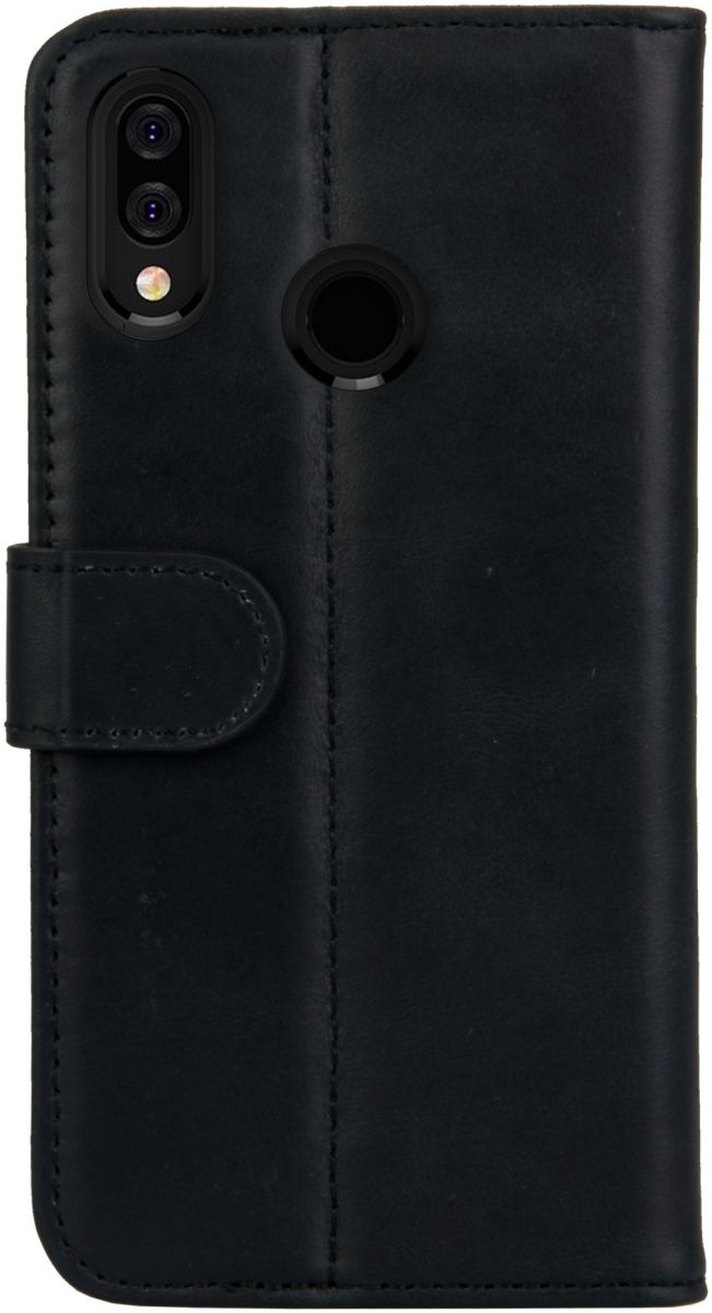 Rosso Deluxe Huawei P20 Lite Hoesje Echt Leer Book Case Zwart afbeelding 4