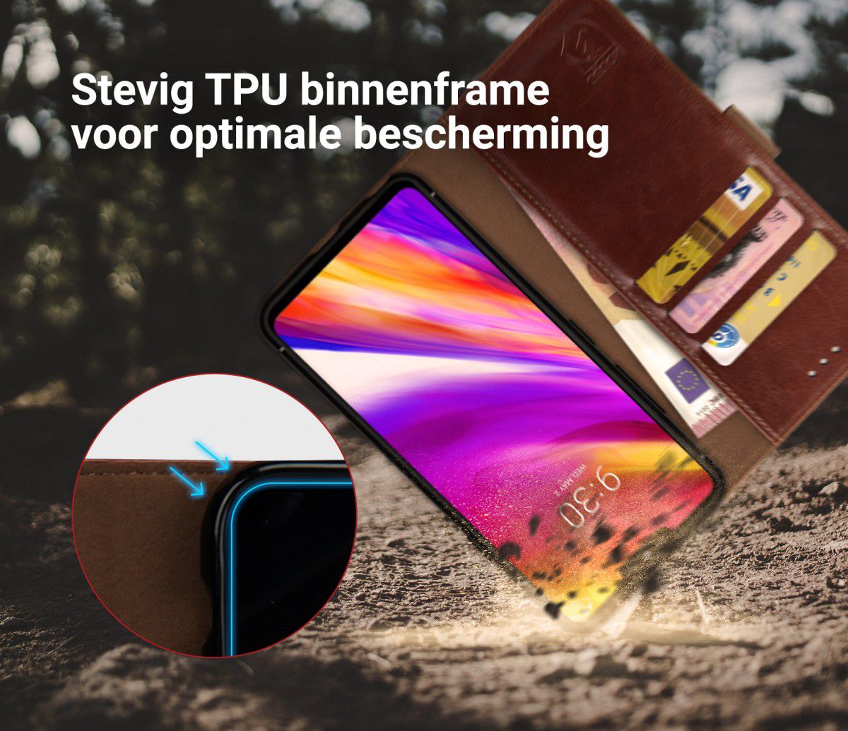 Rosso Element LG G7 Hoesje Book Cover Bruin afbeelding 6