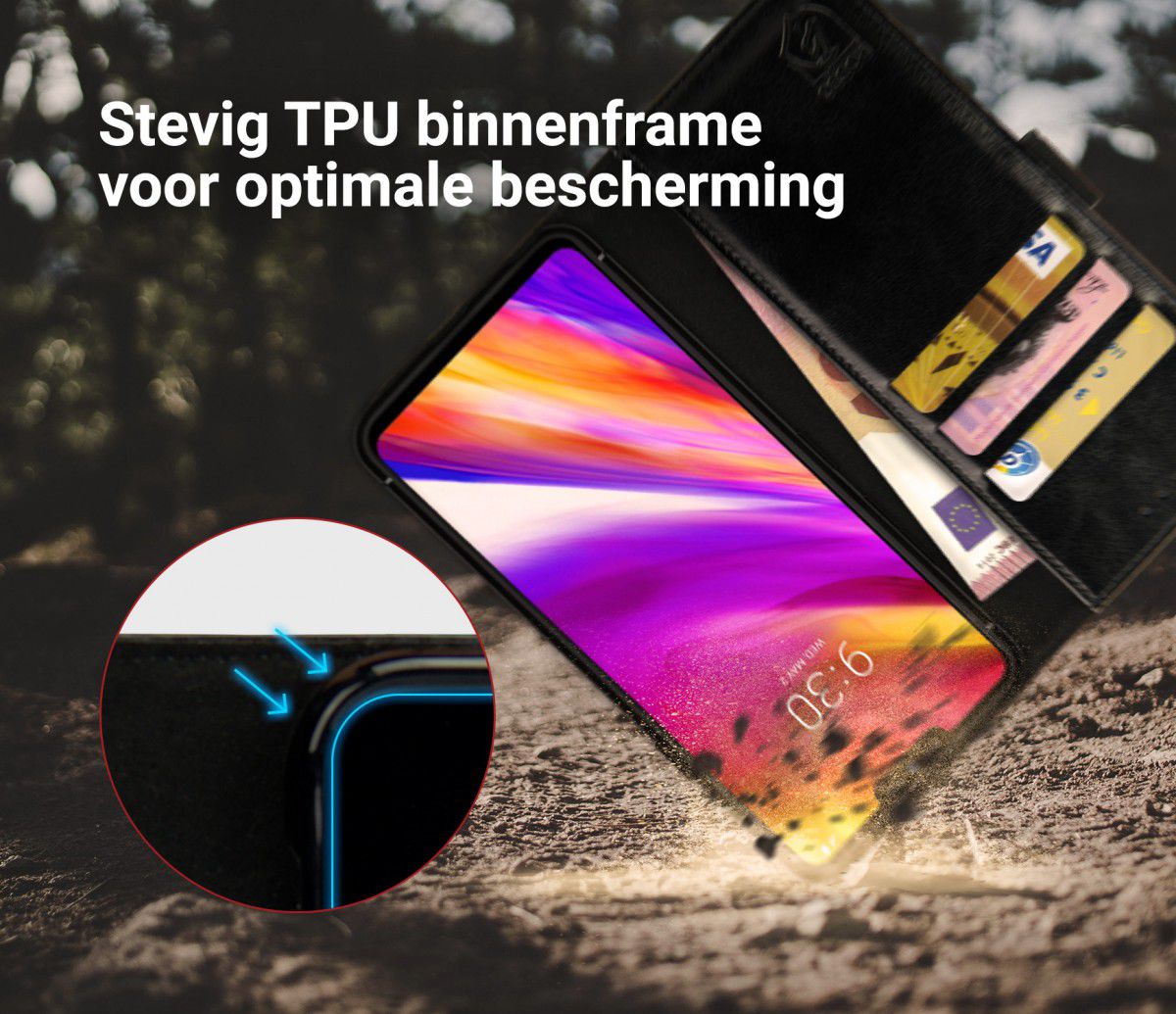 Rosso Element LG G7 Hoesje Book Cover Zwart afbeelding 6