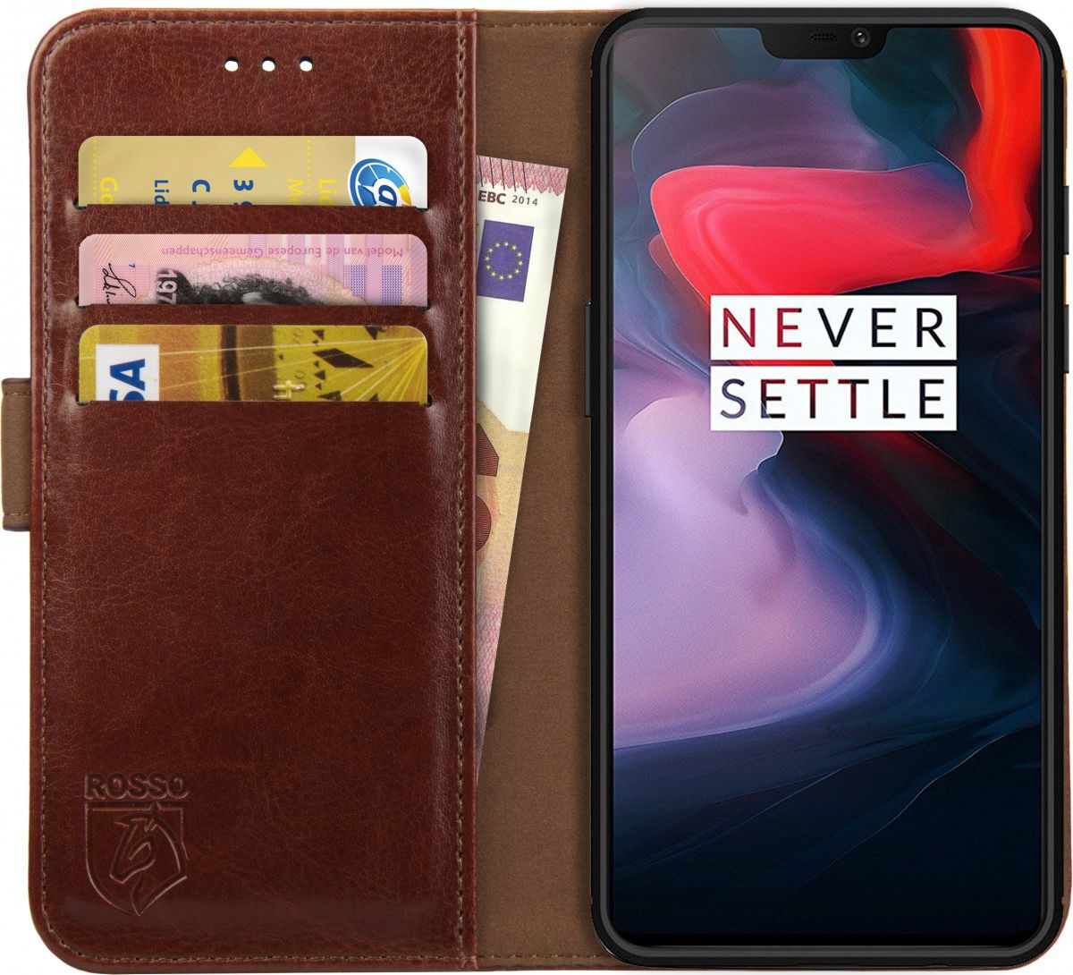 Rosso Element OnePlus 6 Hoesje Book Cover Bruin afbeelding 1
