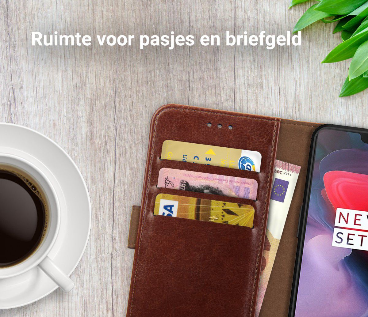 Rosso Element OnePlus 6 Hoesje Book Cover Bruin afbeelding 8