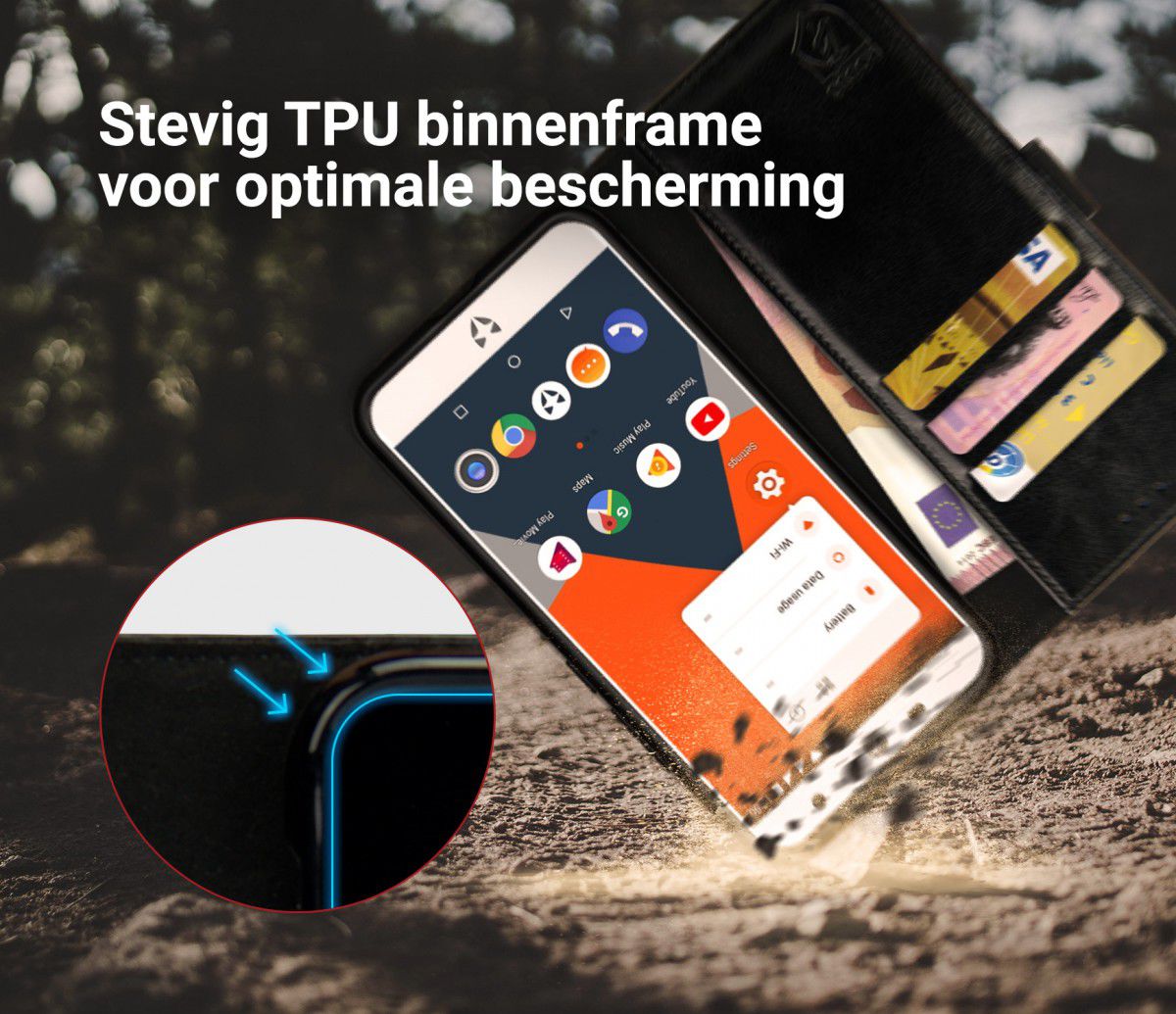 Rosso Element Wileyfox Swift 2 (Plus) Hoesje Book Cover Zwart afbeelding 6