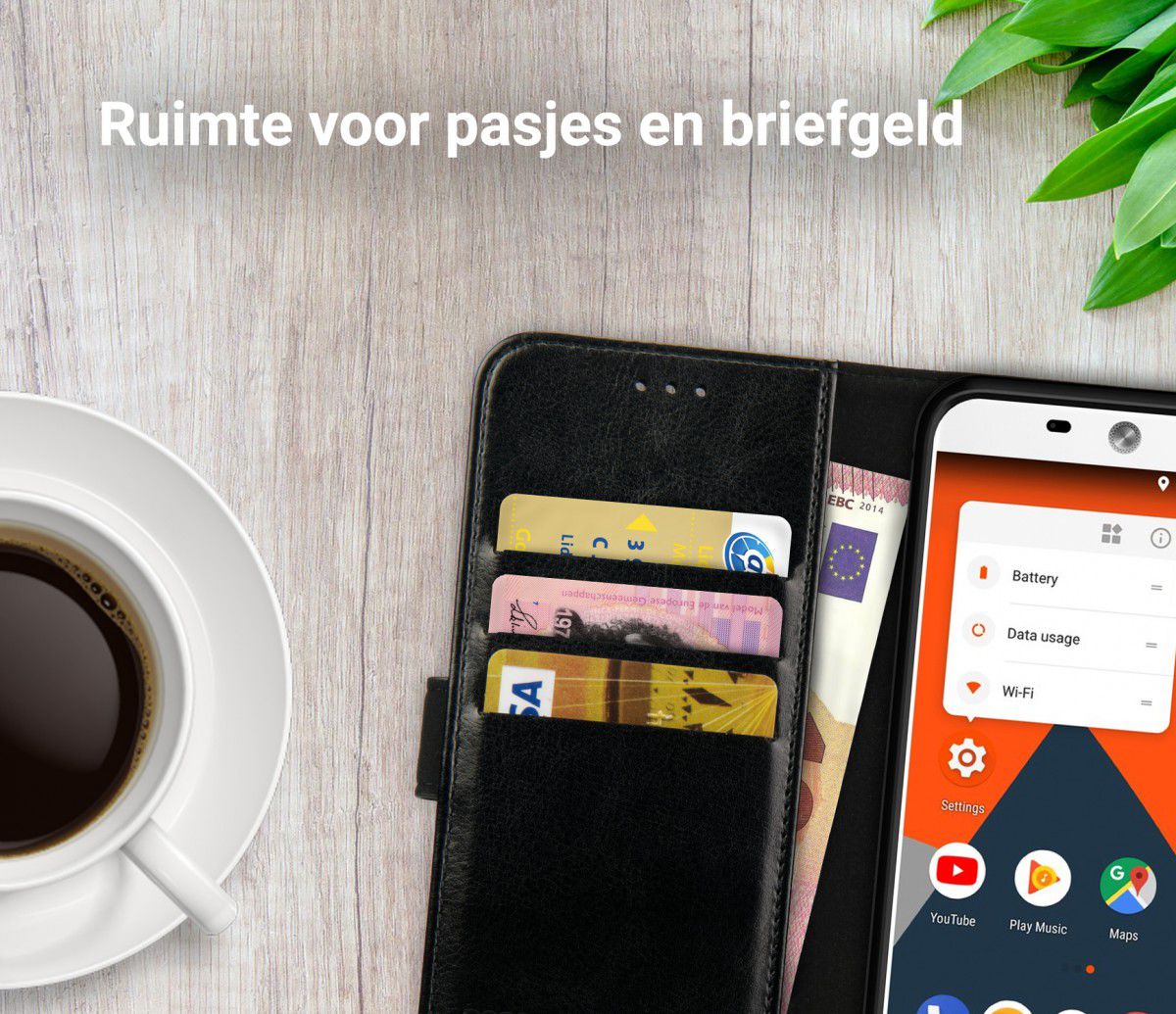 Rosso Element Wileyfox Swift 2 (Plus) Hoesje Book Cover Zwart afbeelding 9