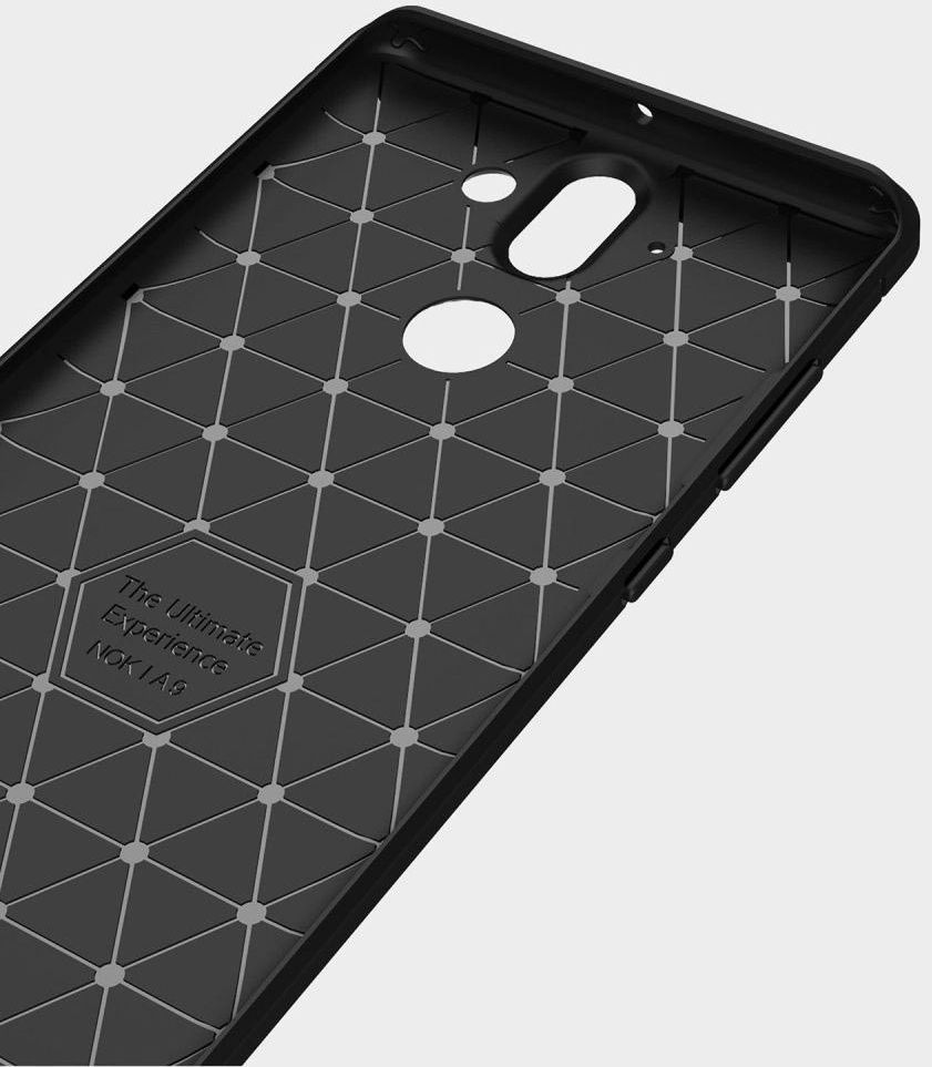 Nokia 8 Sirocco Geborsteld TPU Hoesje Zwart afbeelding 5