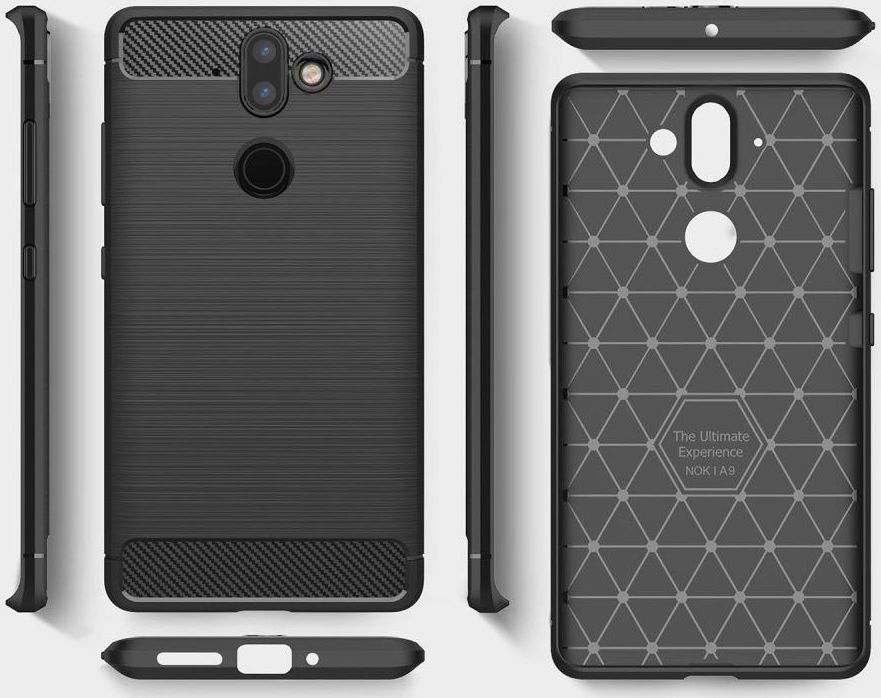 Nokia 8 Sirocco Geborsteld TPU Hoesje Zwart afbeelding 9