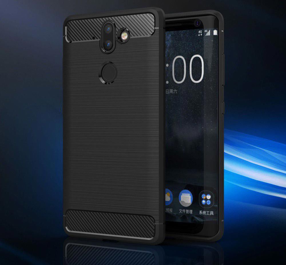 Nokia 8 Sirocco Geborsteld TPU Hoesje Zwart afbeelding 11