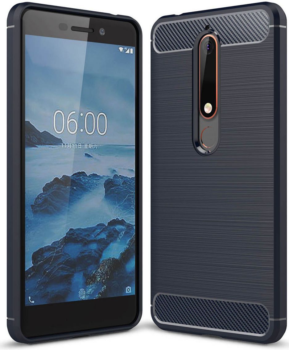 Nokia 6 (2018) Geborsteld TPU Hoesje Blauw afbeelding 1