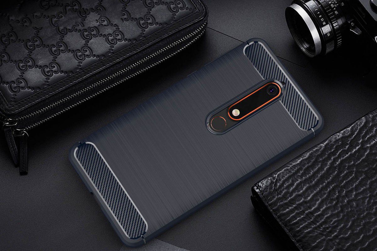 Nokia 6 (2018) Geborsteld TPU Hoesje Blauw afbeelding 2