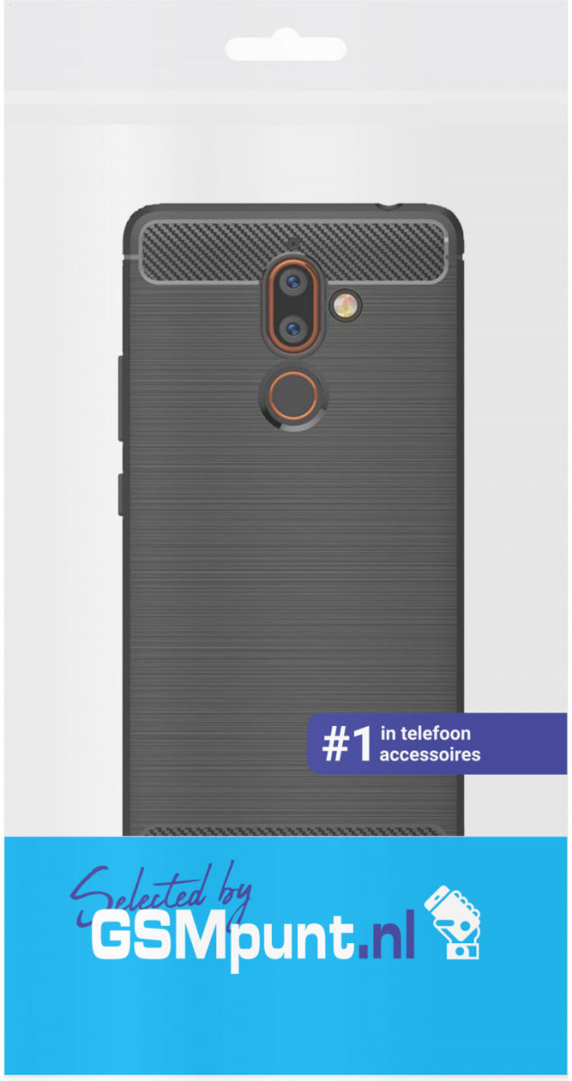 Nokia 7 Plus Geborsteld TPU Hoesje Zwart afbeelding 2