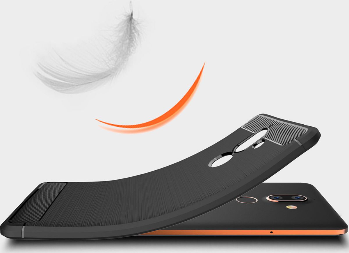 Nokia 7 Plus Geborsteld TPU Hoesje Zwart afbeelding 4