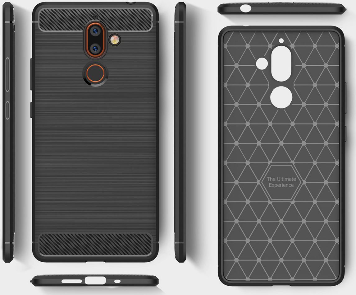 Nokia 7 Plus Geborsteld TPU Hoesje Zwart afbeelding 7