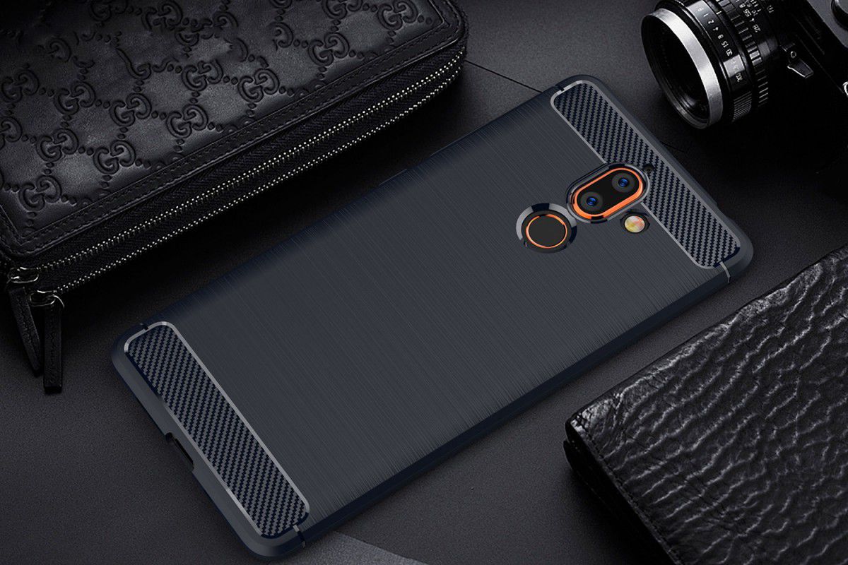 Nokia 7 Plus Geborsteld TPU Hoesje Blauw afbeelding 2