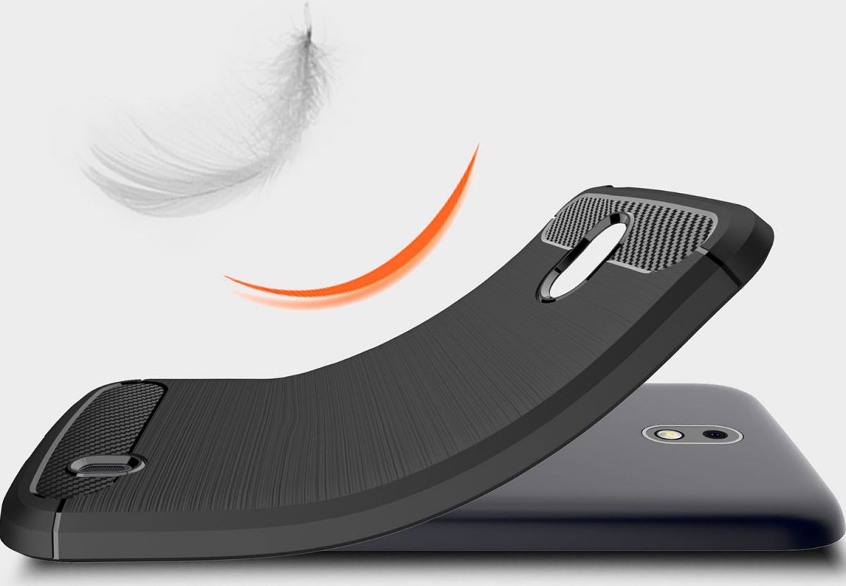 Nokia 1 Geborsteld TPU Hoesje Zwart afbeelding 2