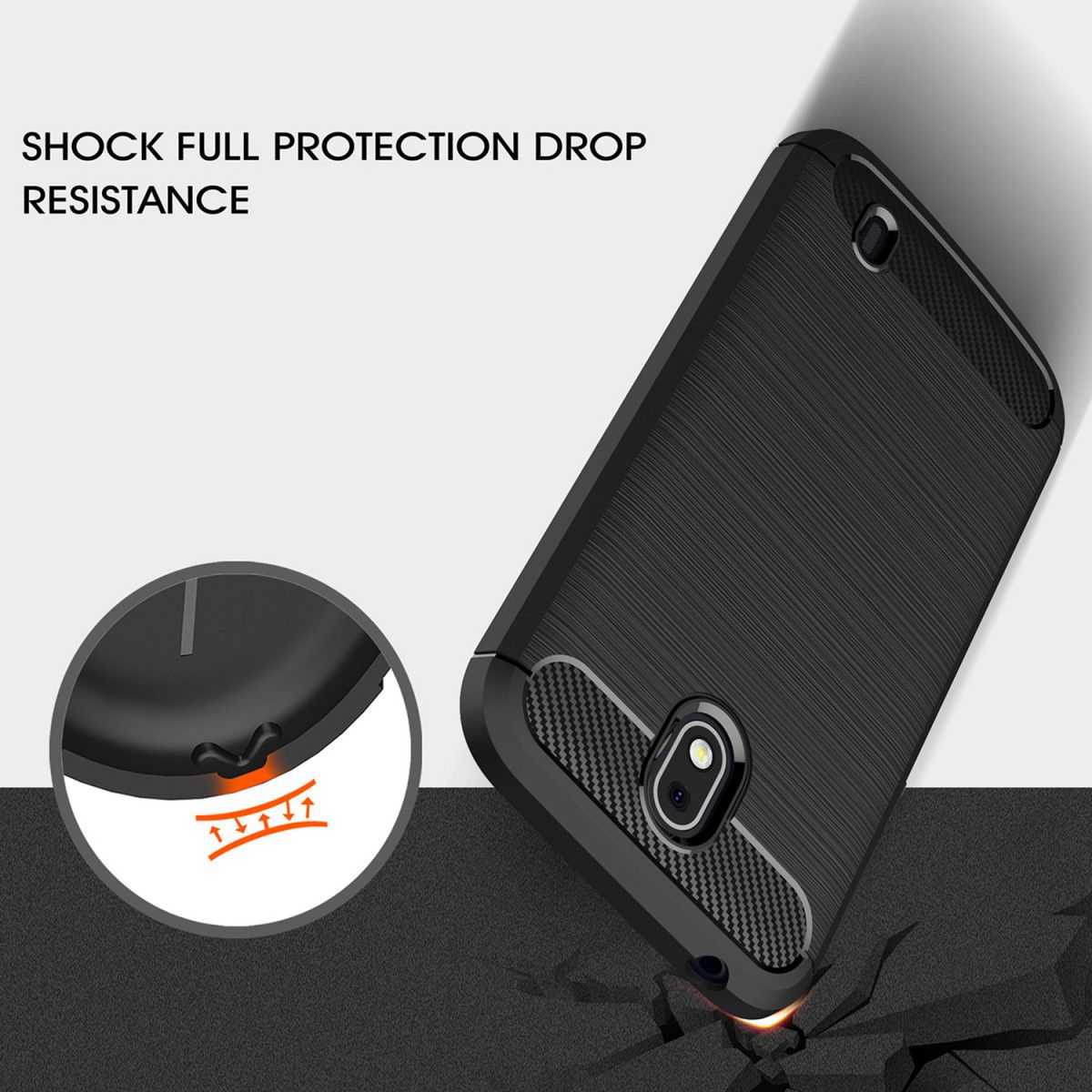 Nokia 1 Geborsteld TPU Hoesje Zwart afbeelding 4