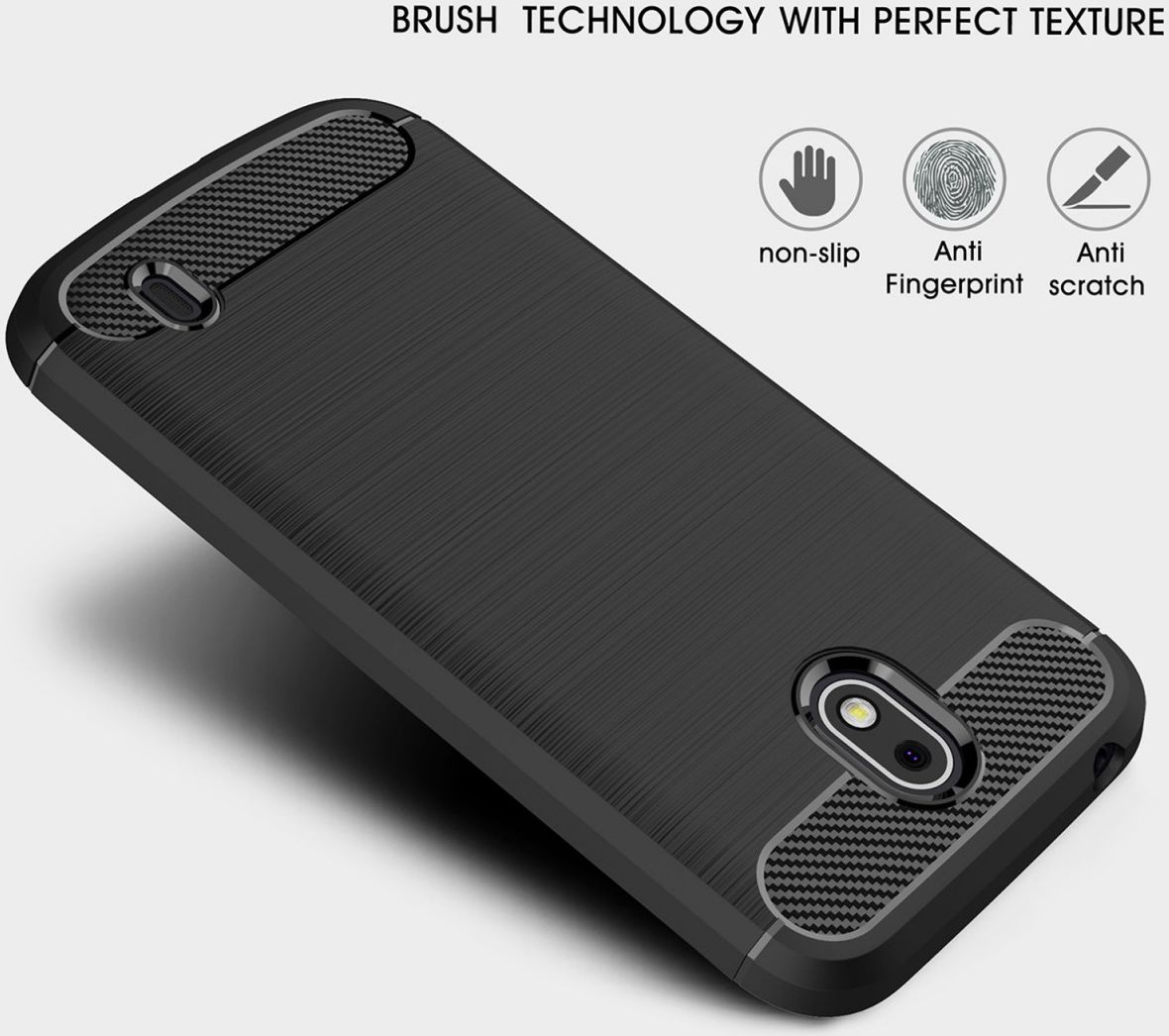 Nokia 1 Geborsteld TPU Hoesje Zwart afbeelding 5