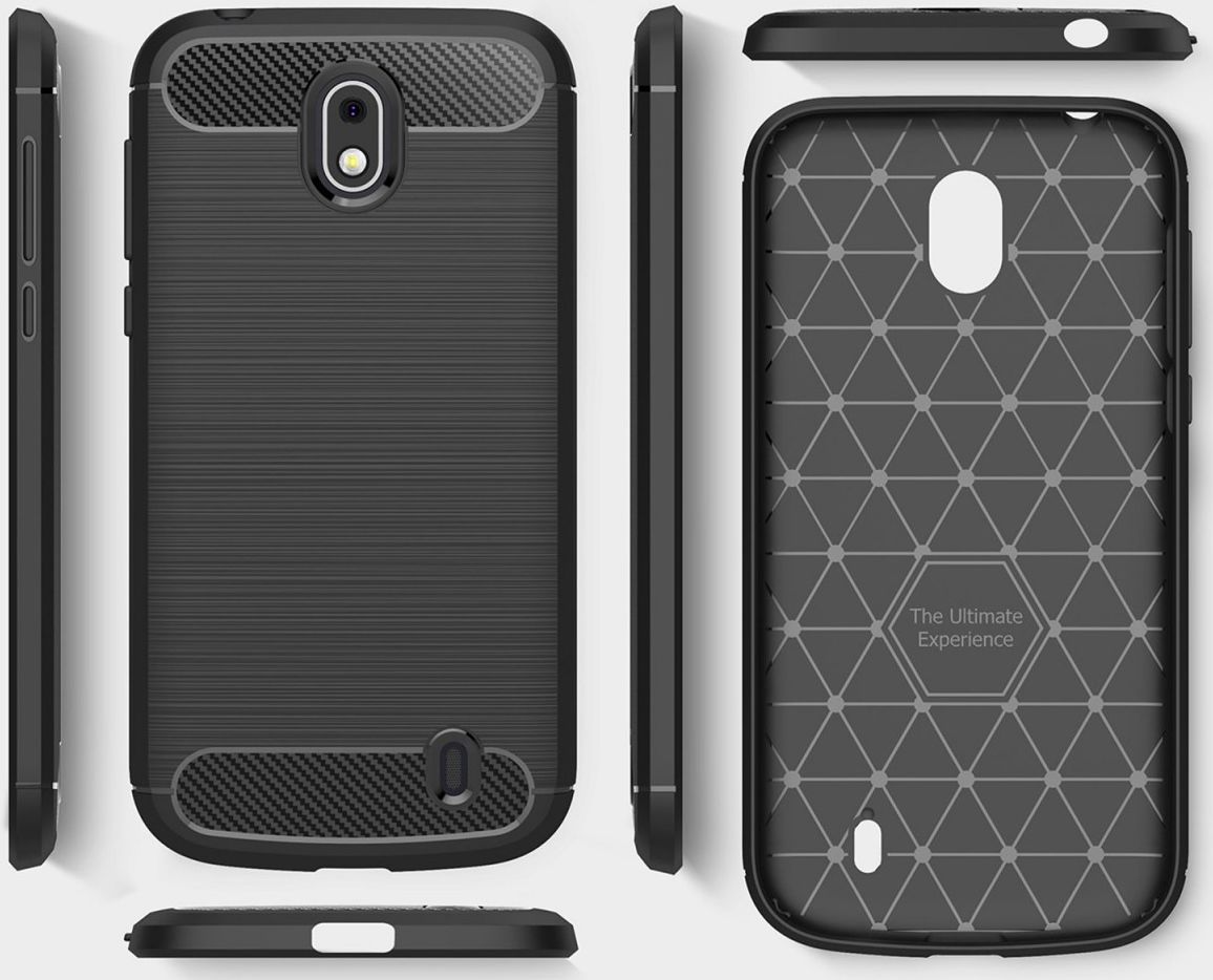 Nokia 1 Geborsteld TPU Hoesje Zwart afbeelding 8