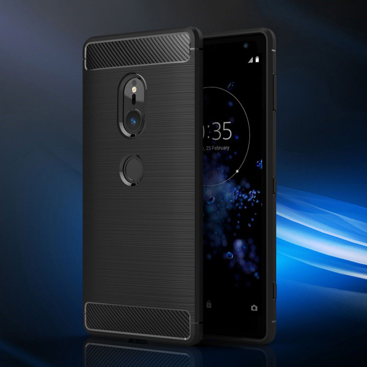 Sony Xperia XZ2 Geborsteld TPU Hoesje Zwart afbeelding 7