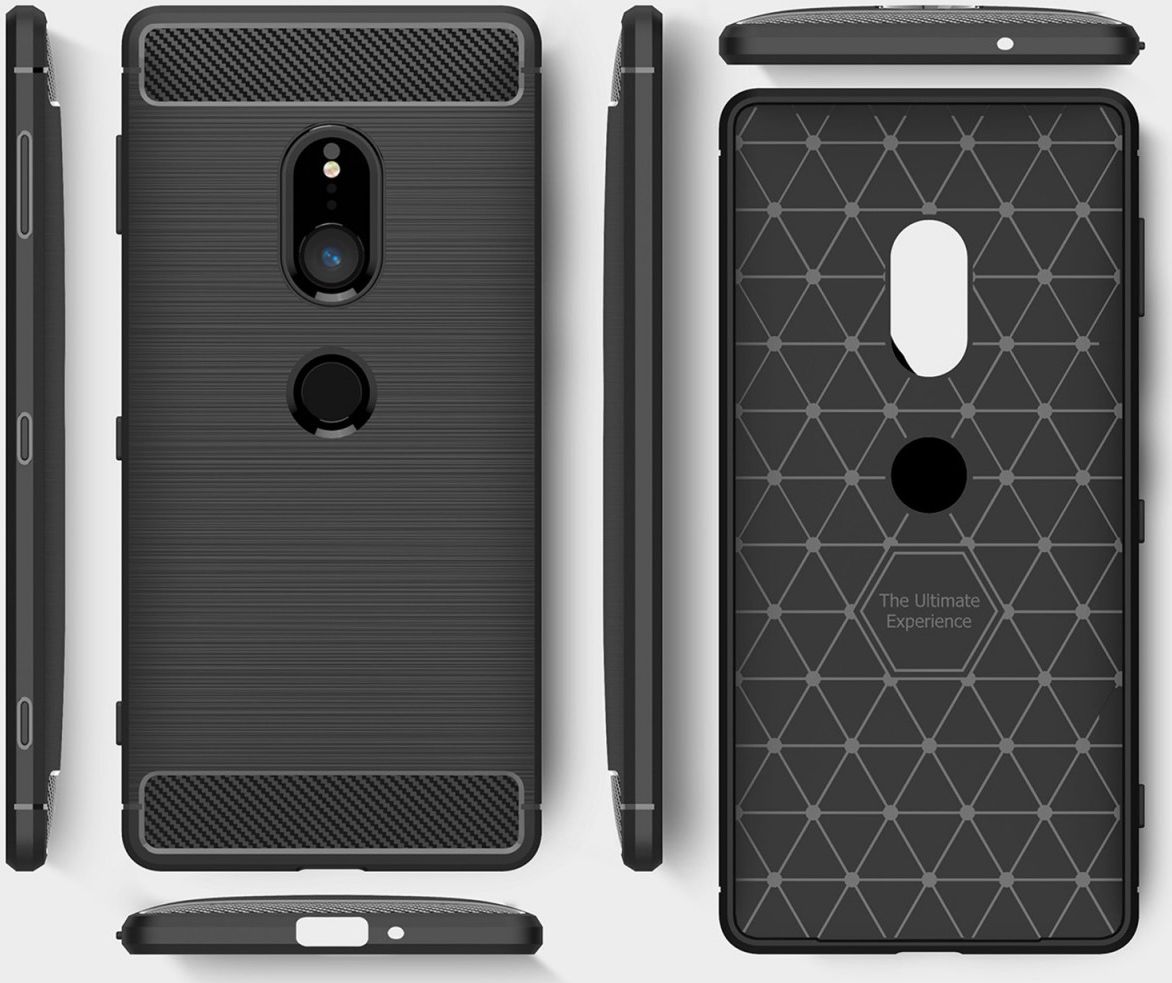 Sony Xperia XZ2 Geborsteld TPU Hoesje Zwart afbeelding 8