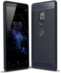 Sony Xperia XZ2 Geborsteld TPU Hoesje Blauw