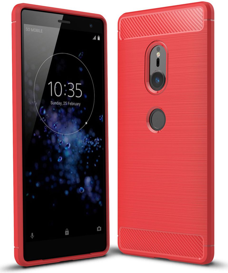 Sony Xperia XZ2 Geborsteld TPU Hoesje Rood afbeelding 1