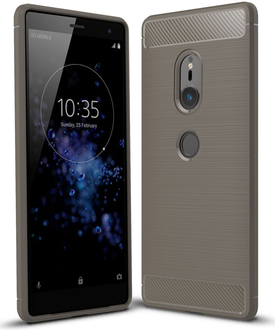 Sony Xperia XZ2 Geborsteld TPU Hoesje Grijs afbeelding 1