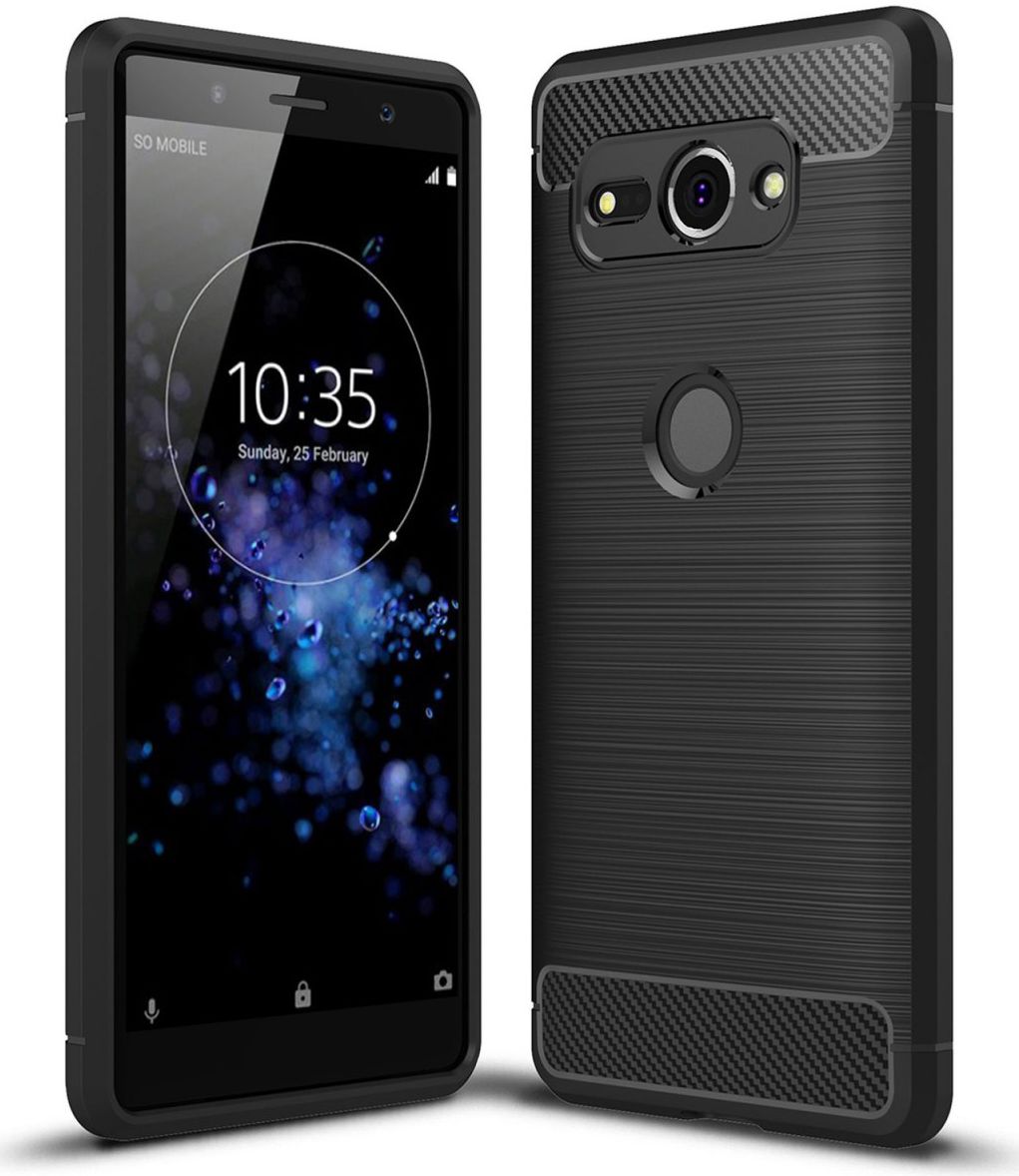 Sony Xperia XZ2 Compact Geborsteld TPU Hoesje Zwart afbeelding 1