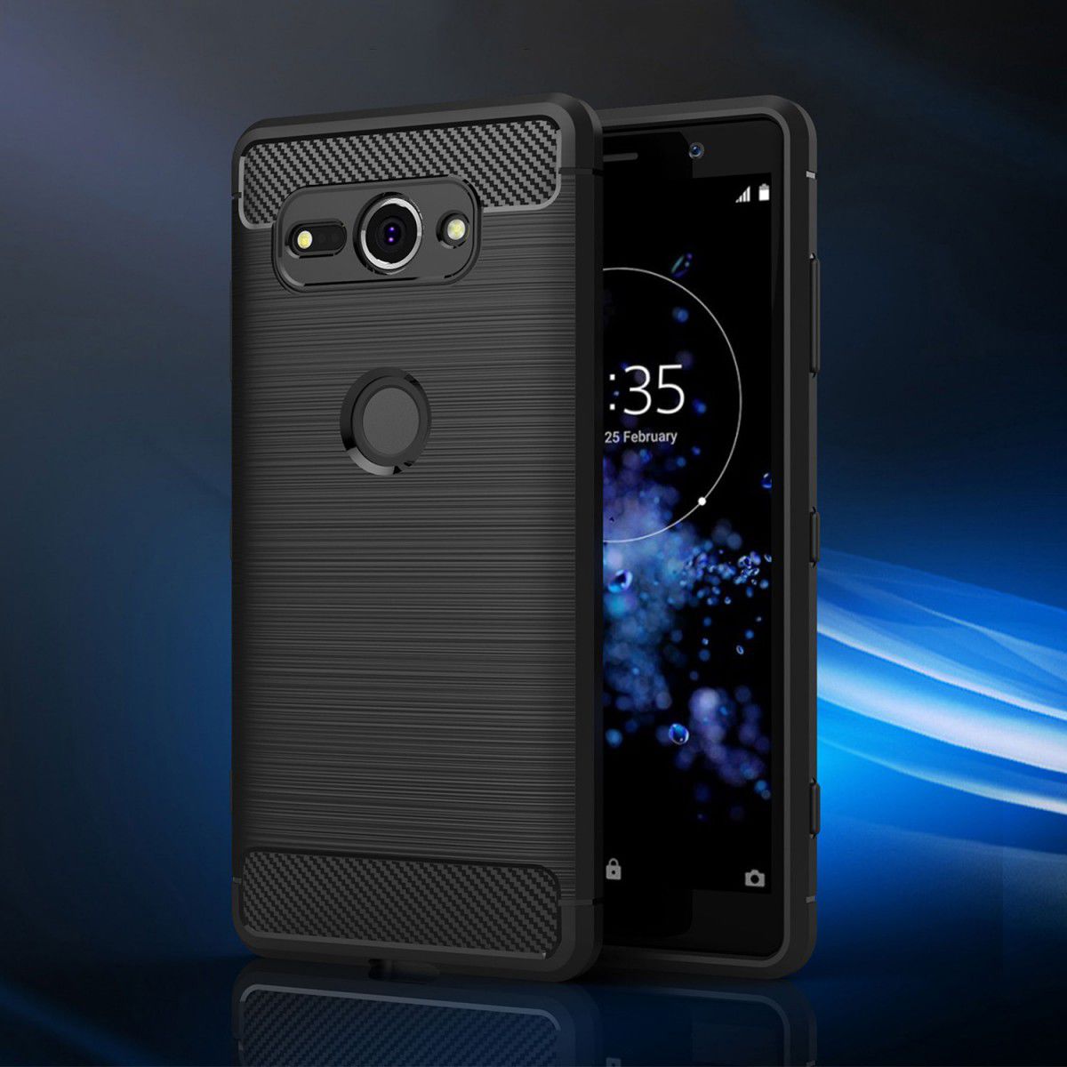 Sony Xperia XZ2 Compact Geborsteld TPU Hoesje Zwart afbeelding 7