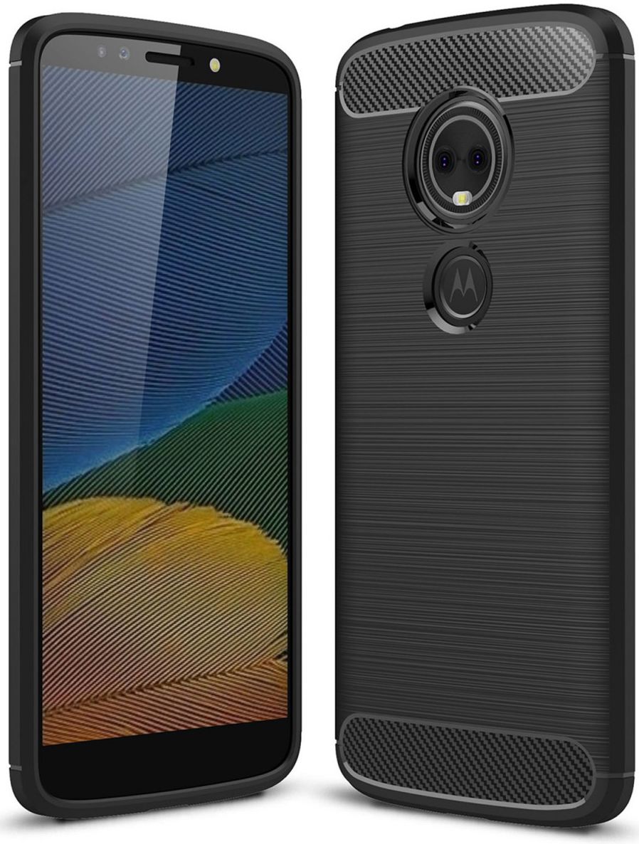 Motorola Moto E5 Geborsteld TPU Hoesje Zwart afbeelding 1