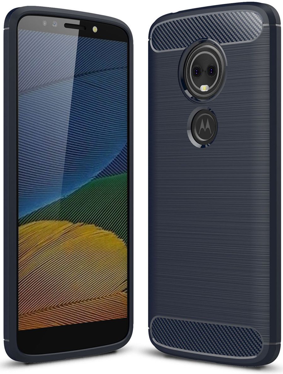 Motorola Moto E5 Geborsteld TPU Hoesje Blauw afbeelding 1