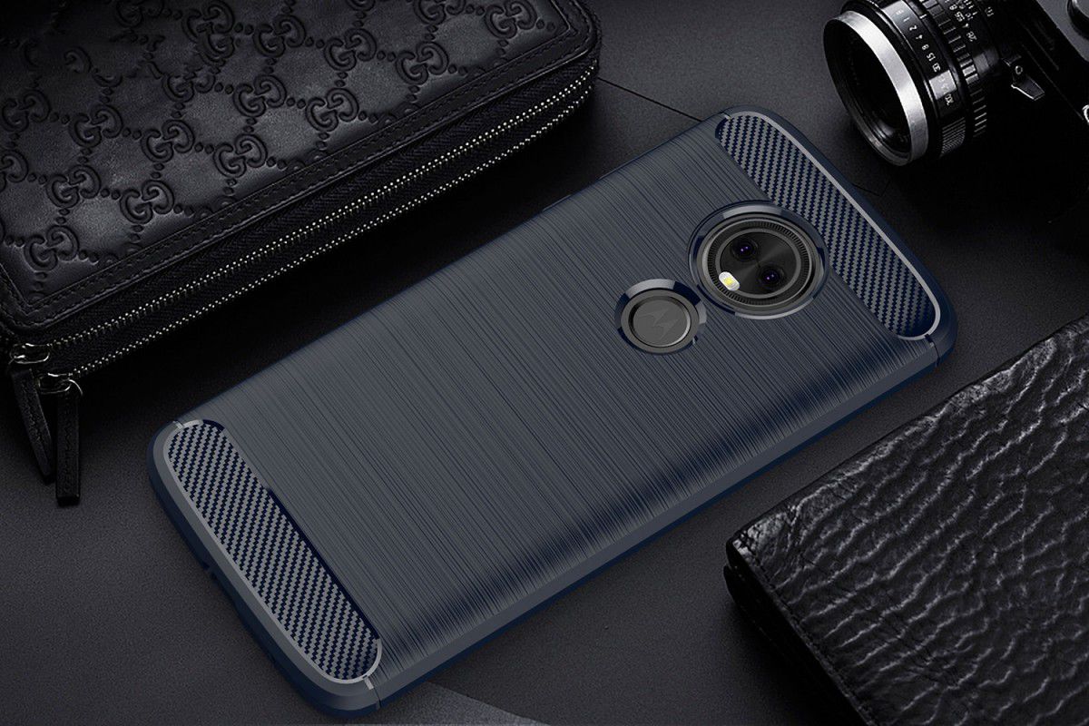 Motorola Moto E5 Geborsteld TPU Hoesje Blauw afbeelding 2