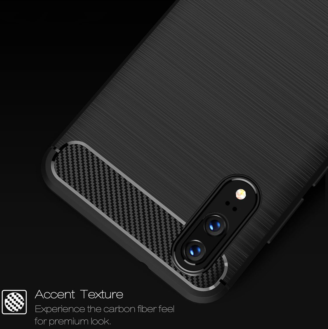 Huawei P20 Geborsteld TPU Hoesje Zwart afbeelding 6