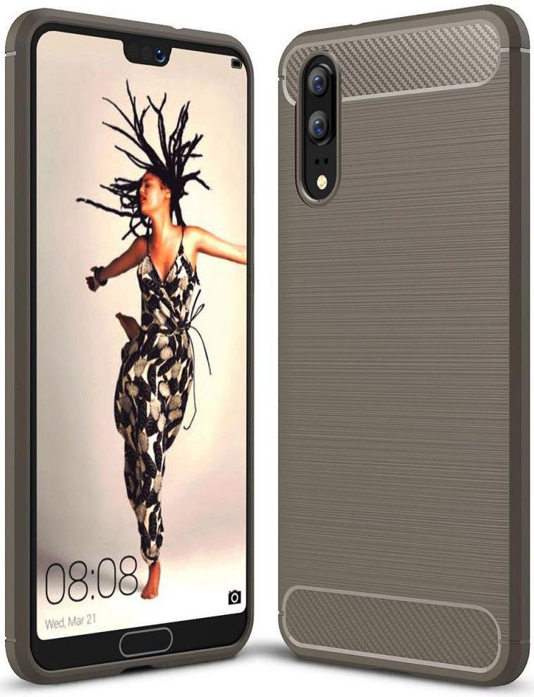 Huawei P20 Geborsteld TPU Hoesje Grijs afbeelding 1