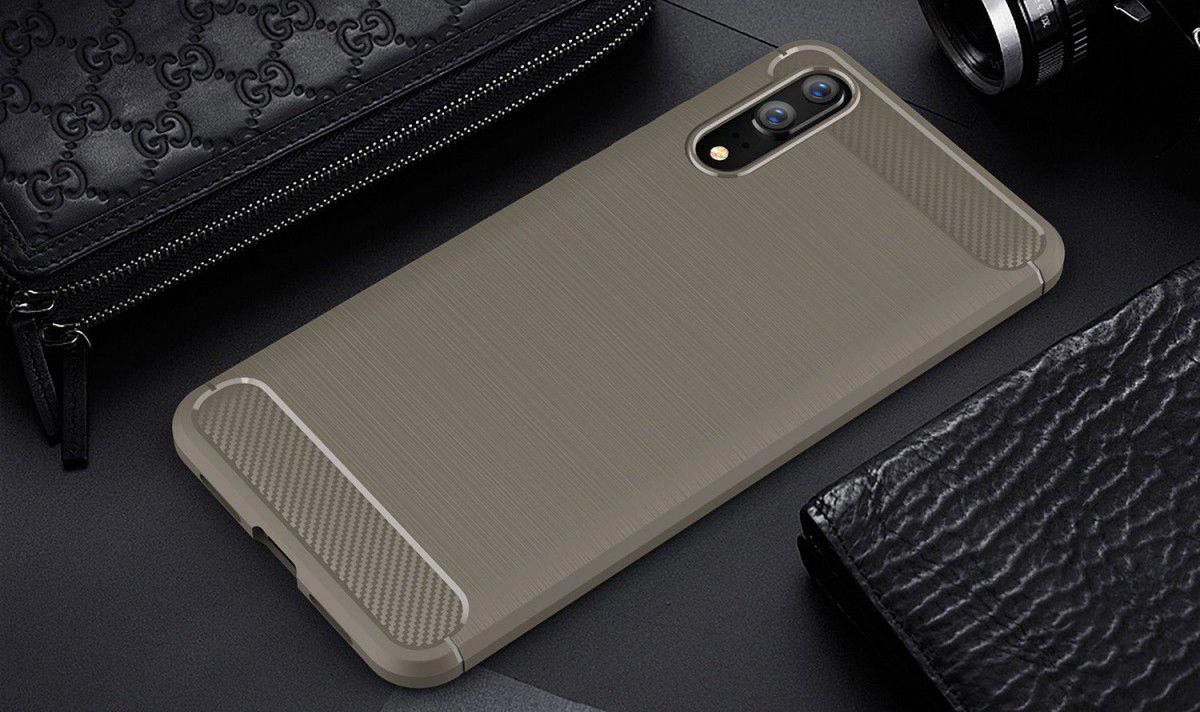 Huawei P20 Geborsteld TPU Hoesje Grijs afbeelding 2