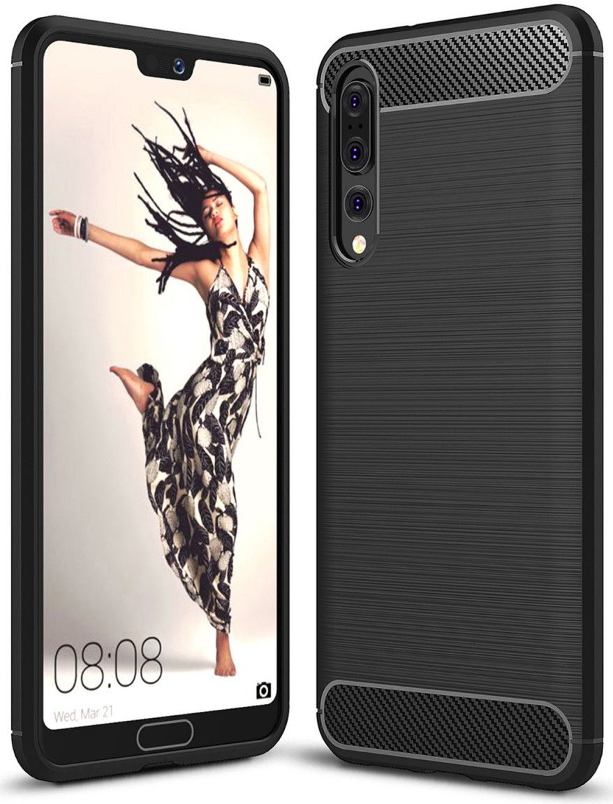 Huawei P20 Pro Geborsteld TPU Hoesje Zwart afbeelding 1