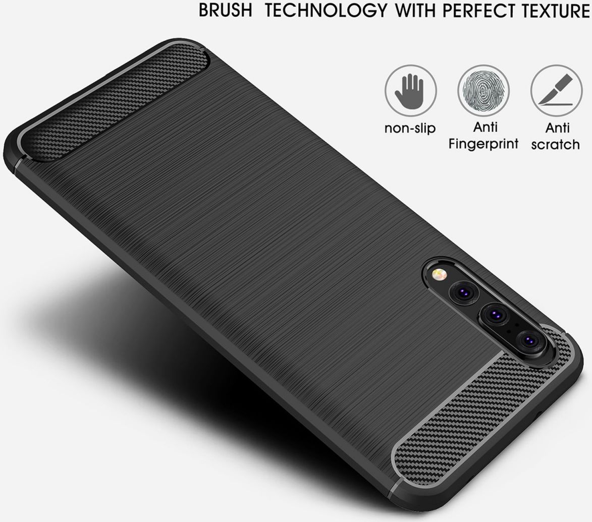 Huawei P20 Pro Geborsteld TPU Hoesje Zwart afbeelding 11